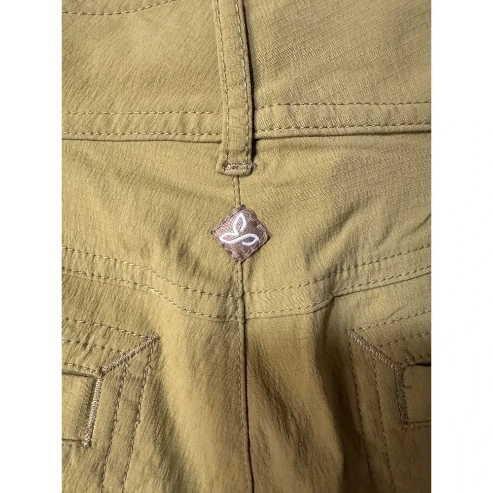 Prana Women's Khaki Shorts Tan Casual flat Front Size 34 Waist Hiking Summer